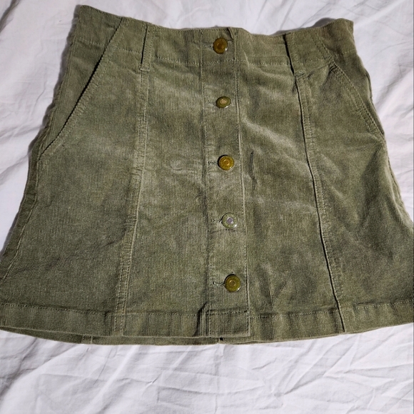 Green Corduroy Mini Skirt - Picture 1 of 2
